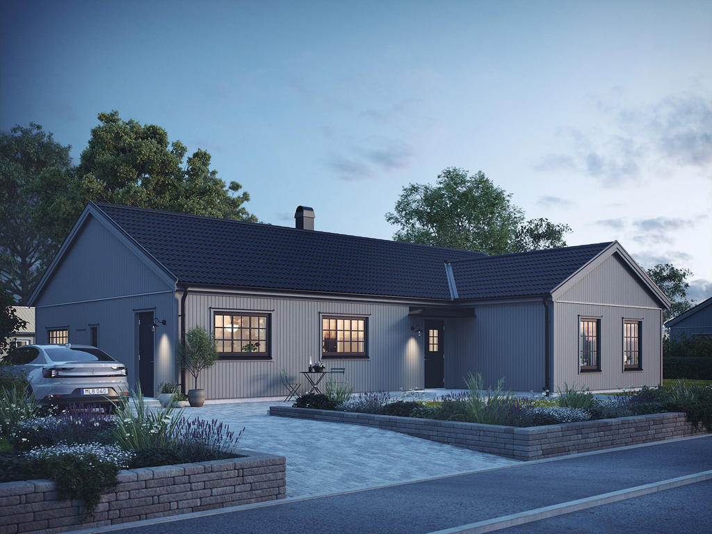 Bygg med Myresjöhus med olika valmöjligheter. Här presenteras en visionsbild med hustyp Smart 150. Se planritning och VR film för visionsvisning över hur huset kan komma att se ut.