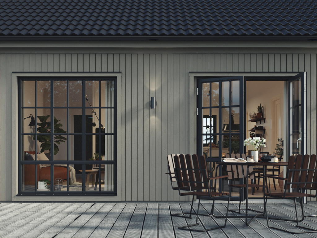 Bygg med Myresjöhus med olika valmöjligheter. Här presenteras en visionsbild med hustyp Smart 125. Se planritning och VR film för visionsvisning över hur huset kan komma att se ut.