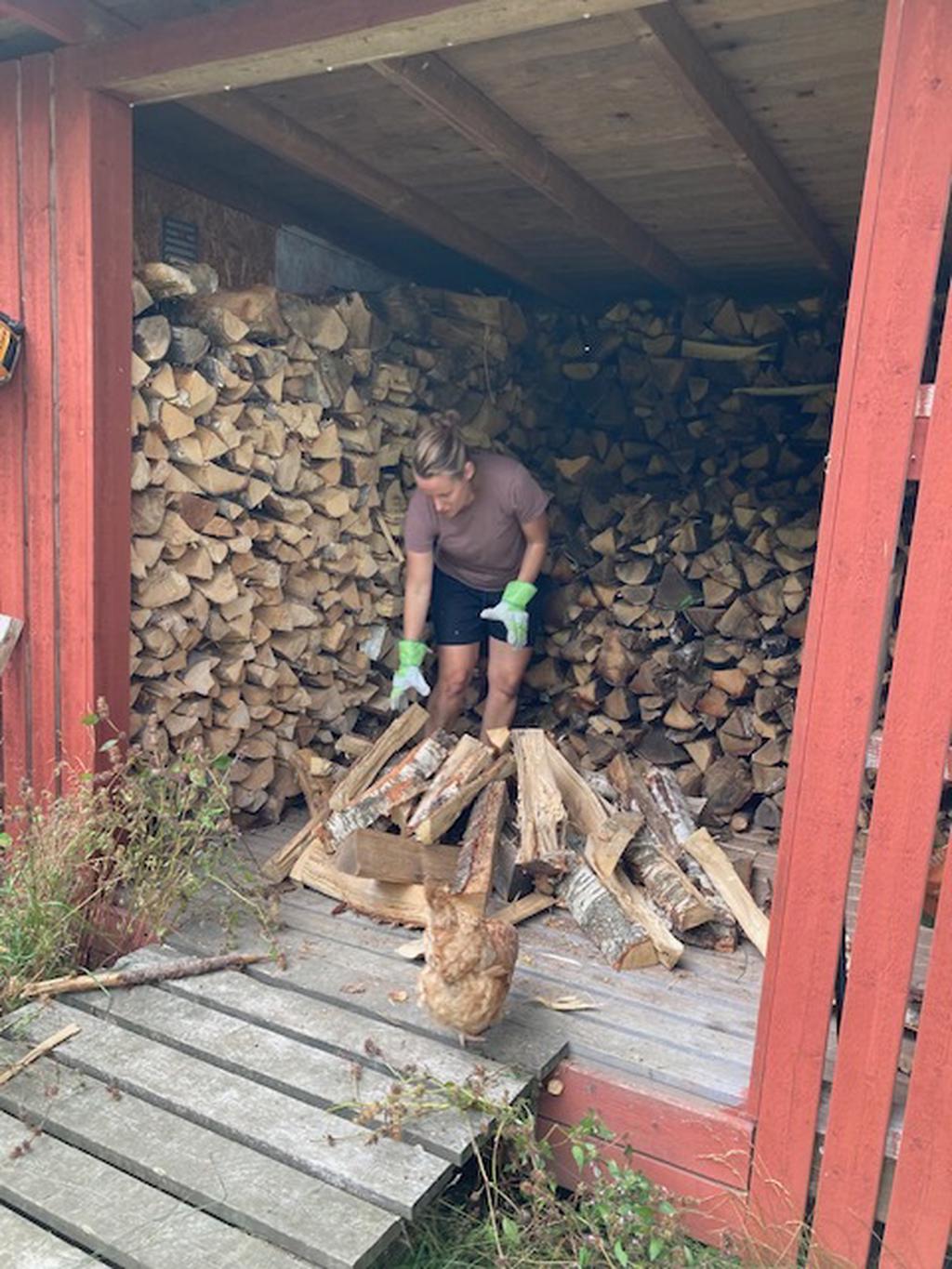 "Vännerna kommer och vi bär in ved och sedan är det vedfest"