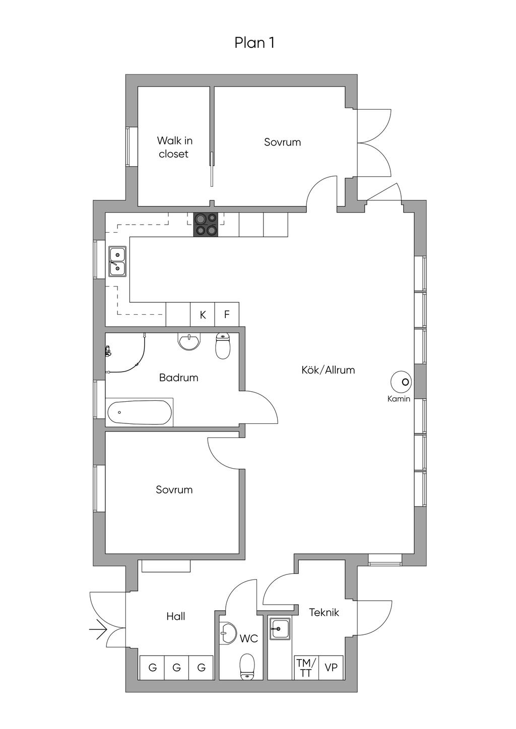 Planritning huvudstugan