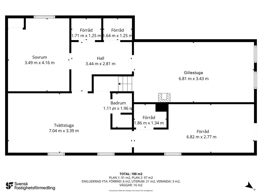 Planlösning källarplan med mått