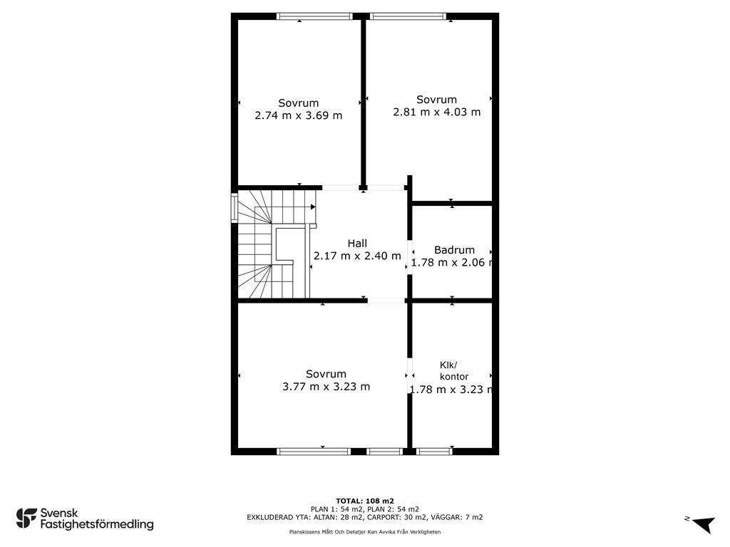 Planlösning övre plan 