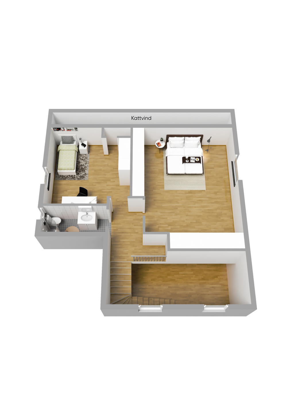 Planlösning övre plan 3D