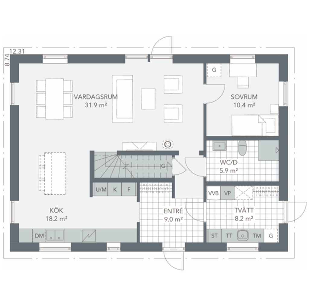 Planritning Familjär 159 Entréplan