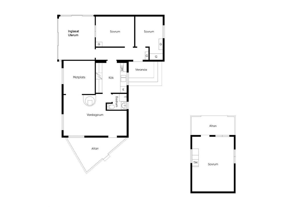 Planritning, boningshus samt gästhus