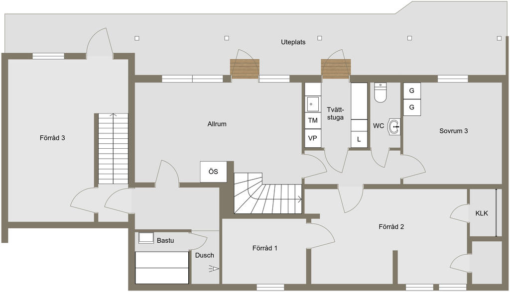 Planlösning, souterrängplan