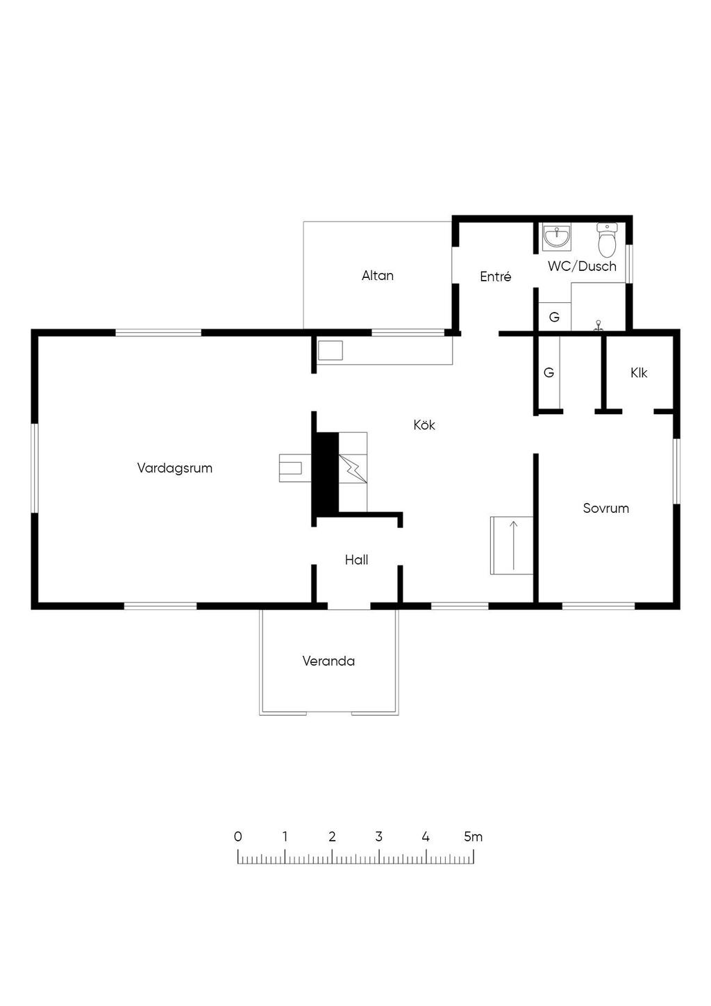 Planlösning, det större huset.