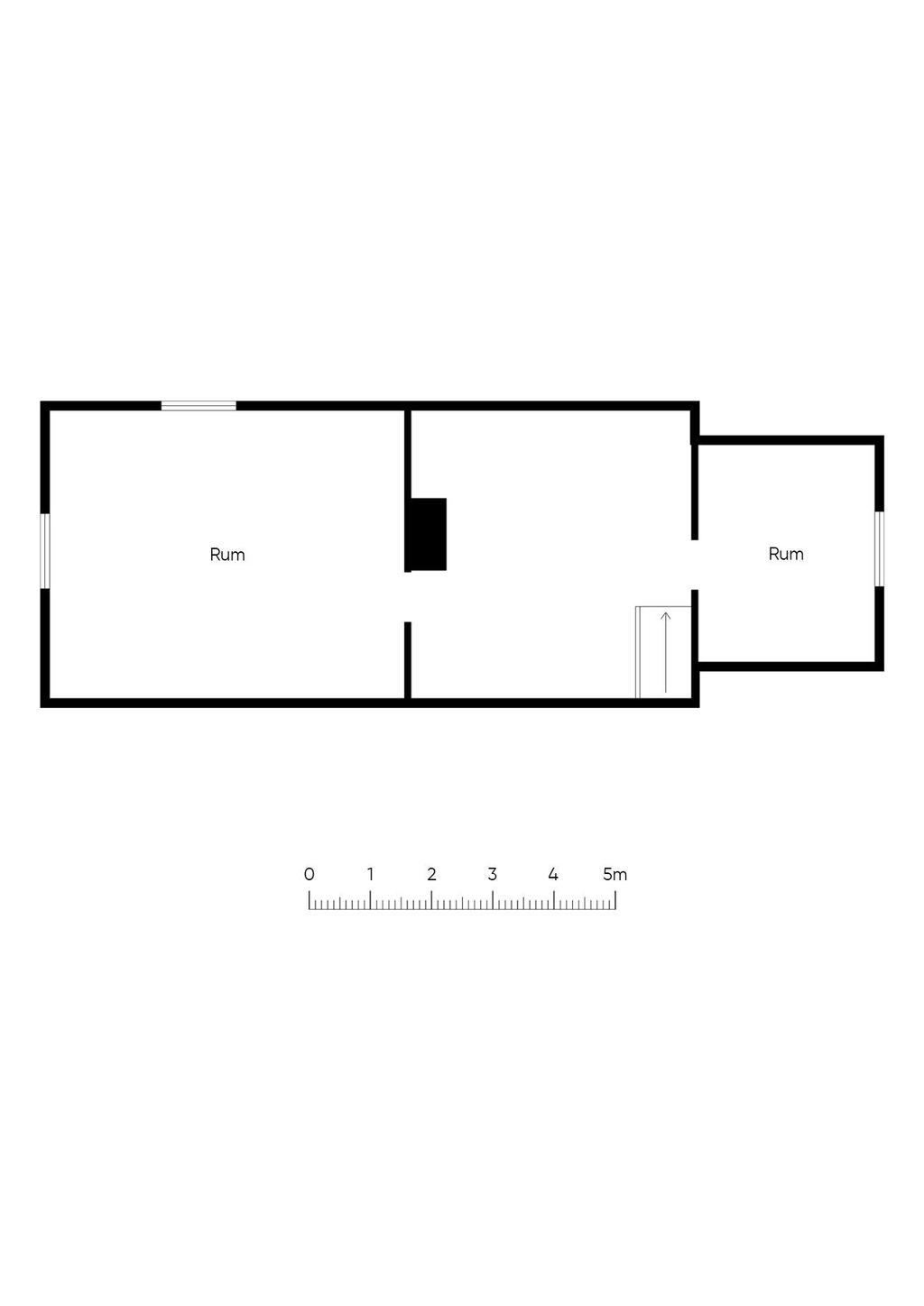 Planlösning ovanvåning det större huset
