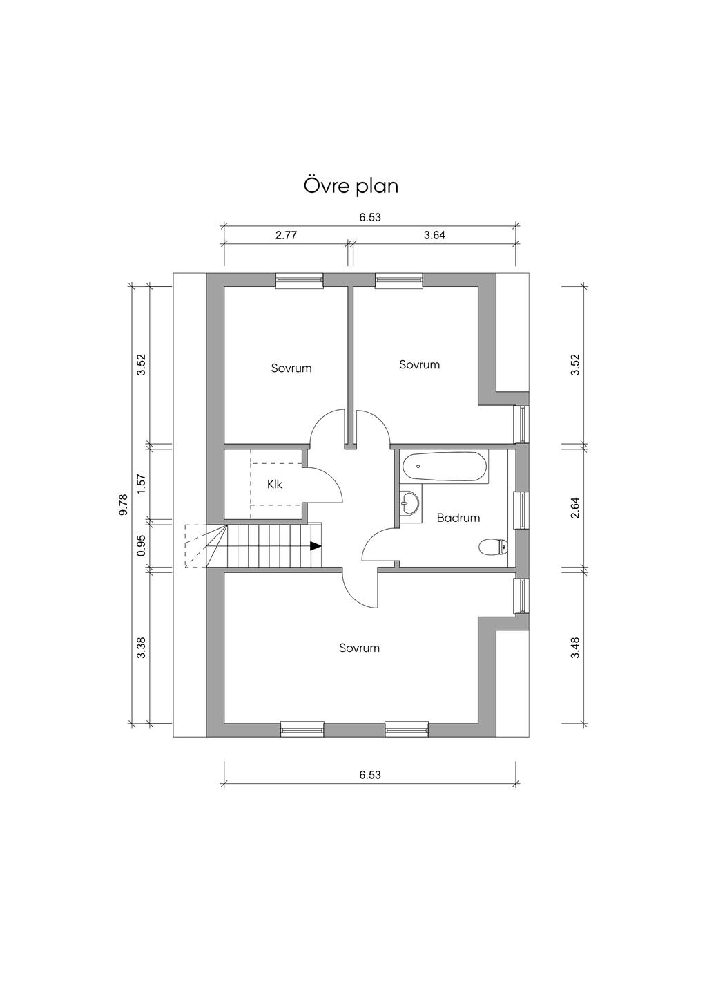 Planlösning ovanvåning