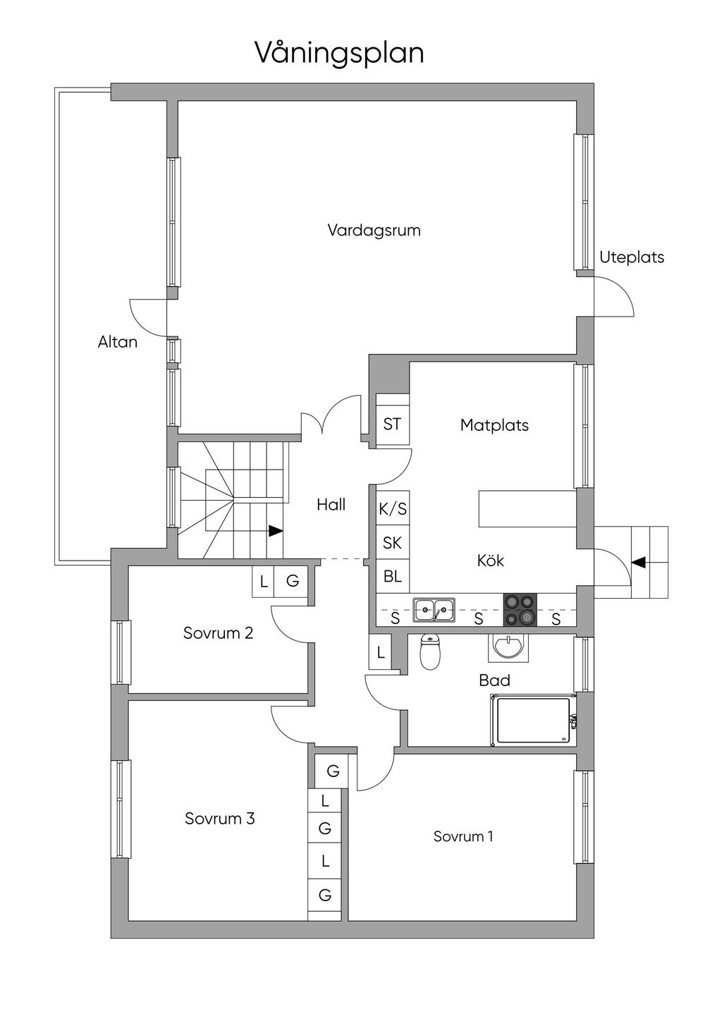 Planritning ovanplan