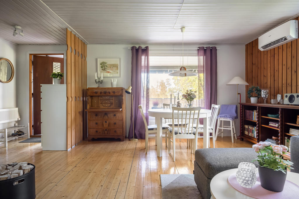 Vardagsrum med plats för olika möblemang