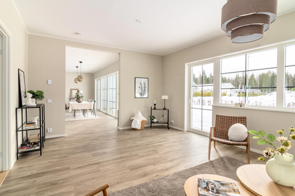 Vardagsrum mot kök/matplats