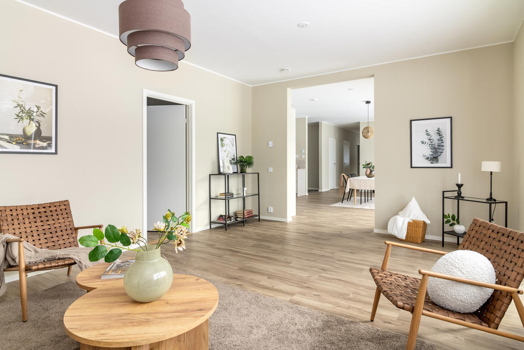 Vardagsrum mot kök/matplats