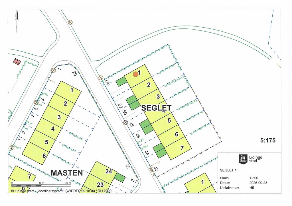 Tomtkarta för Vikbyvägen 54 i Lidingö