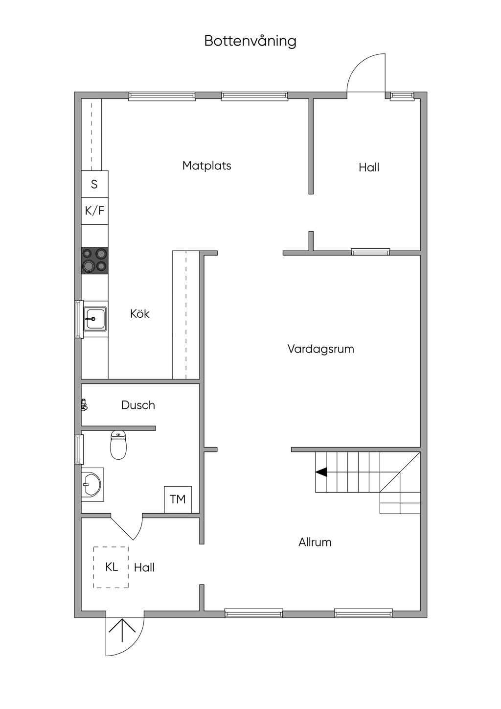 Planlösning 2D, bottenvåning