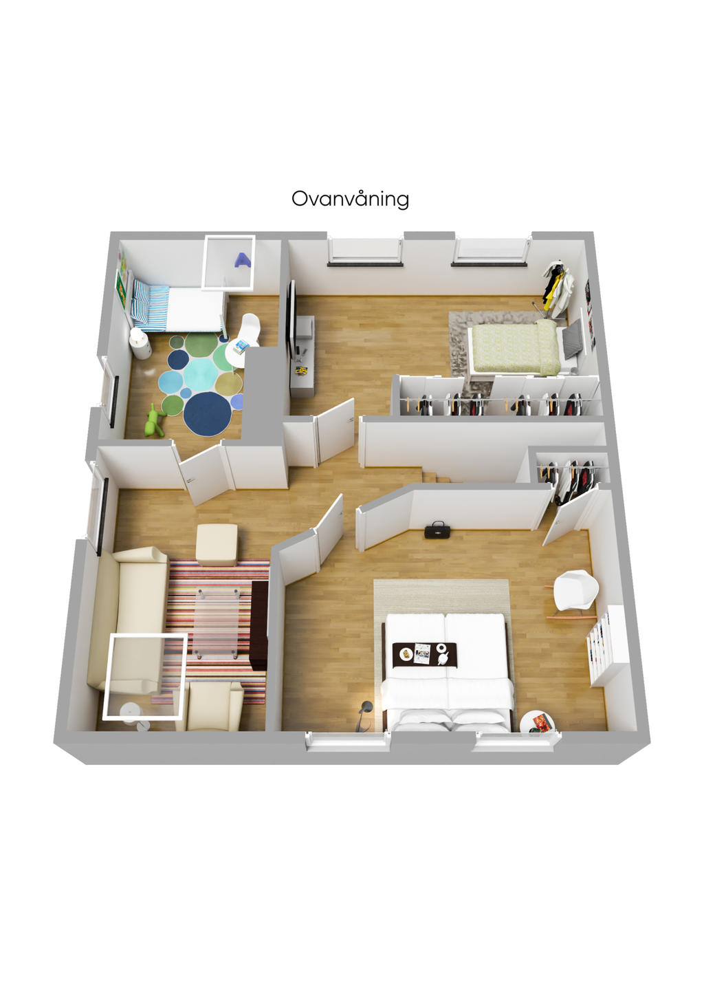 Planlösning 3D, ovanvåning