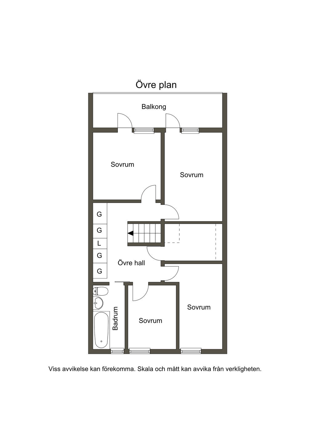 Möjlig planlösning övre plan
