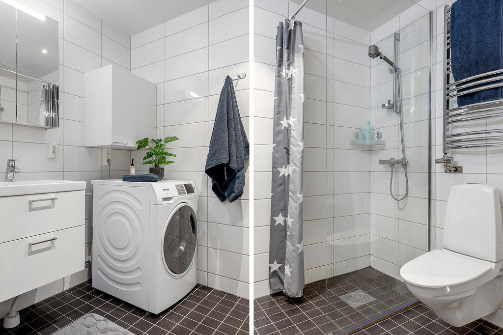 Helkaklat Badrum med kombimaskin