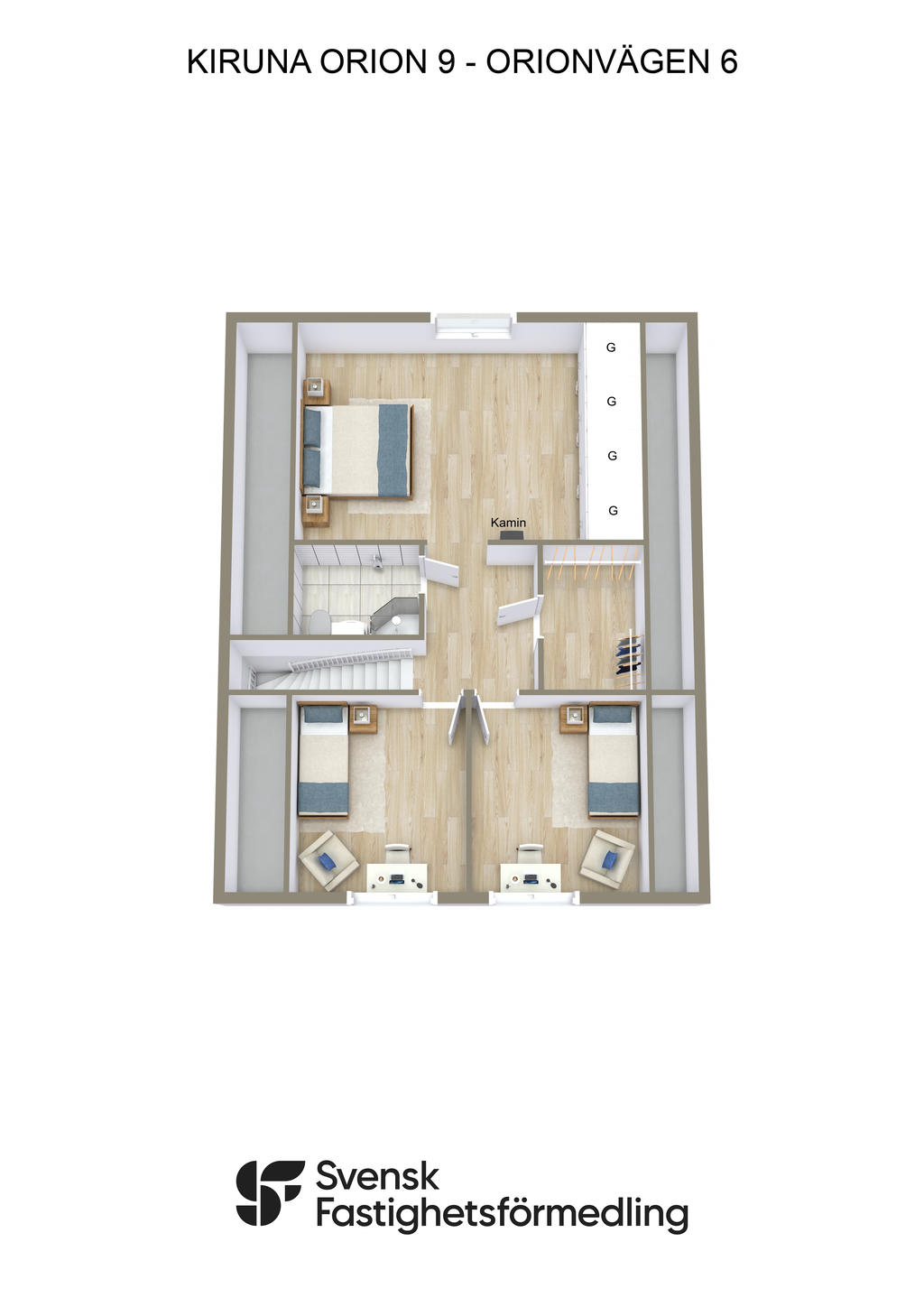 KIRUNA ORION 9 - ORIONVÄGEN 6 - 3D - Ritning Övre plan