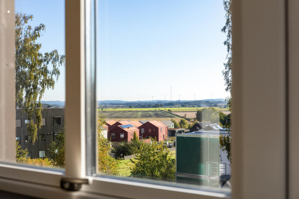 Fantastisk utsikt över området och bort mot masterna i Grimeton