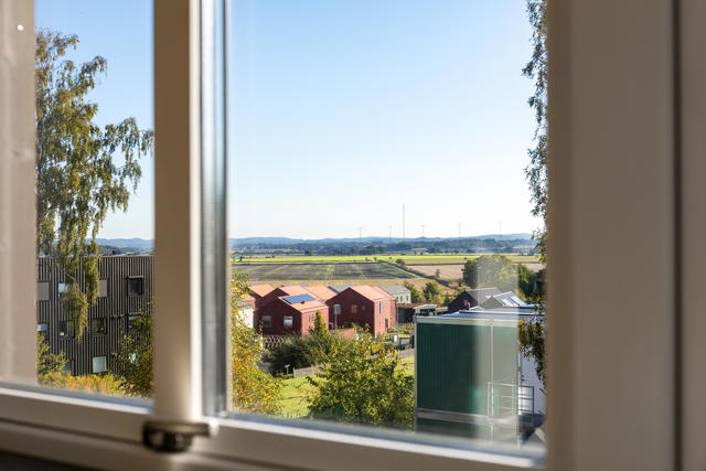 Fantastisk utsikt över området och bort mot masterna i Grimeton