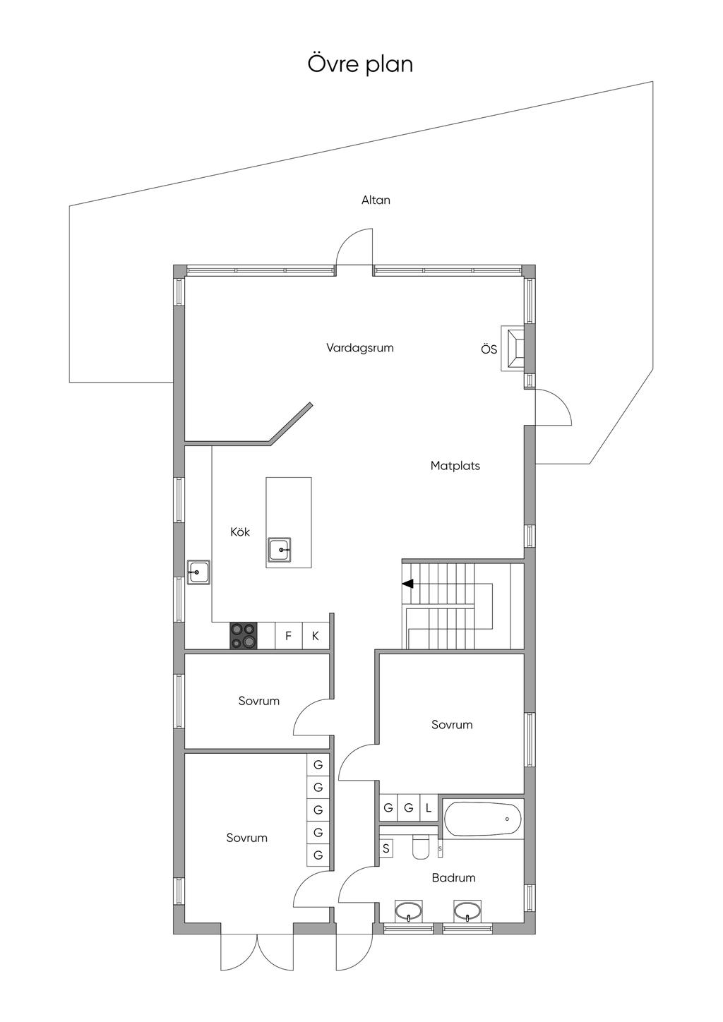 Planlösning övre plan