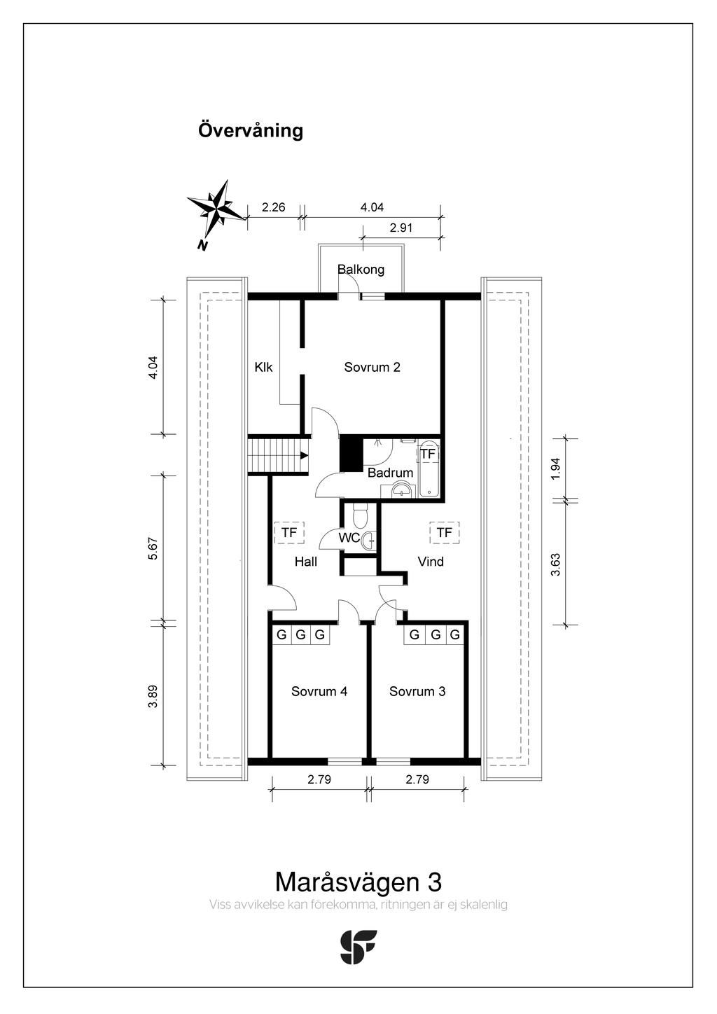Planritning övervåning 