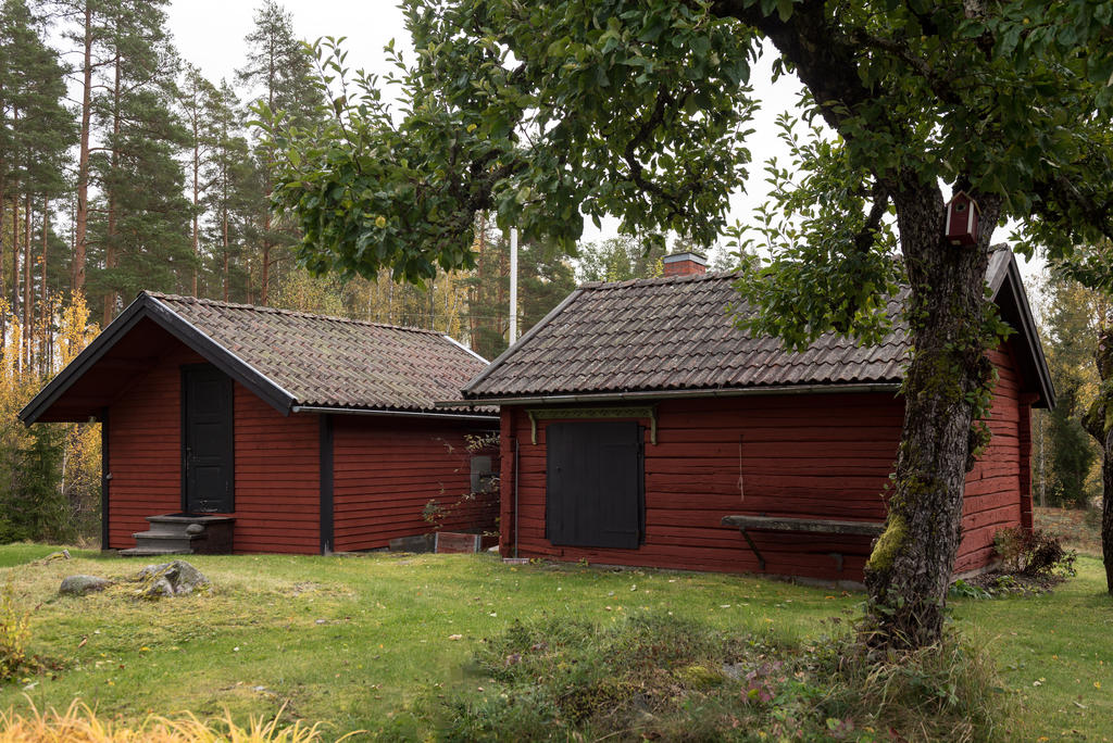 Gäststuga och jordkällare med inrett gästrum ovanför. 