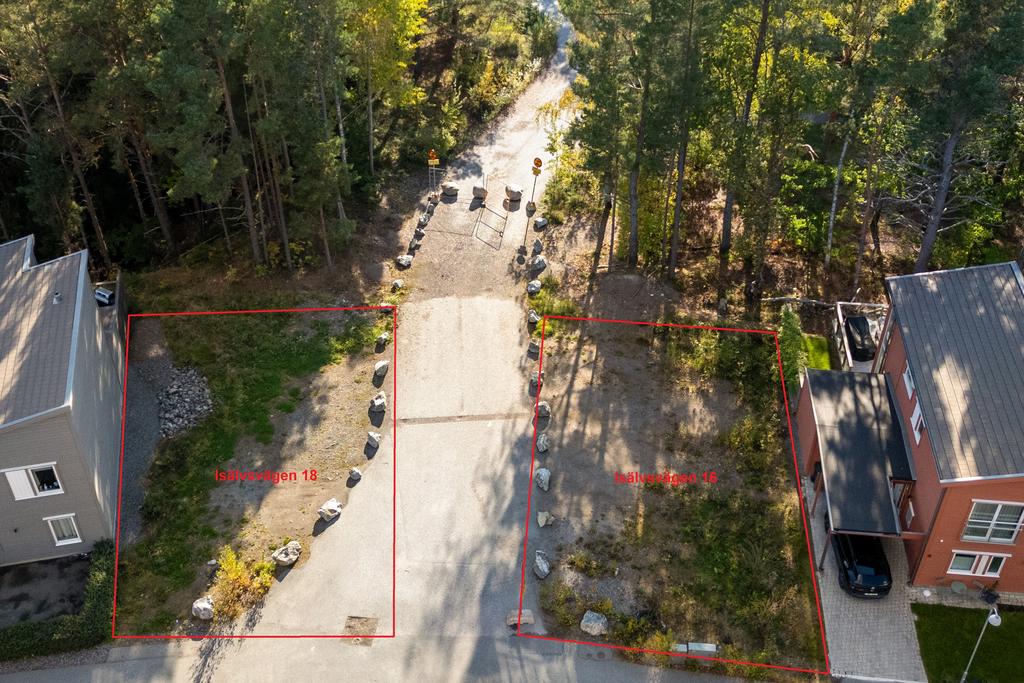 Drönarvy med ung tomtgränser