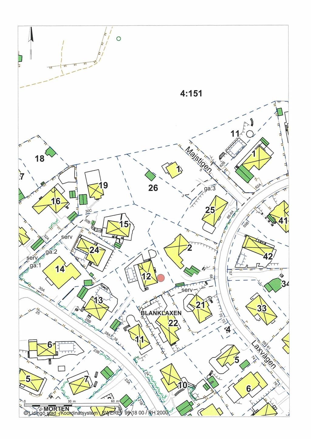 Tomtkarta Uddvägen 28 A i Sticklinge på Lidingö