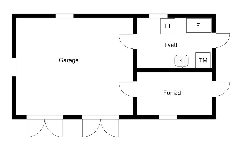 Garage med förråd samt tvättstuga