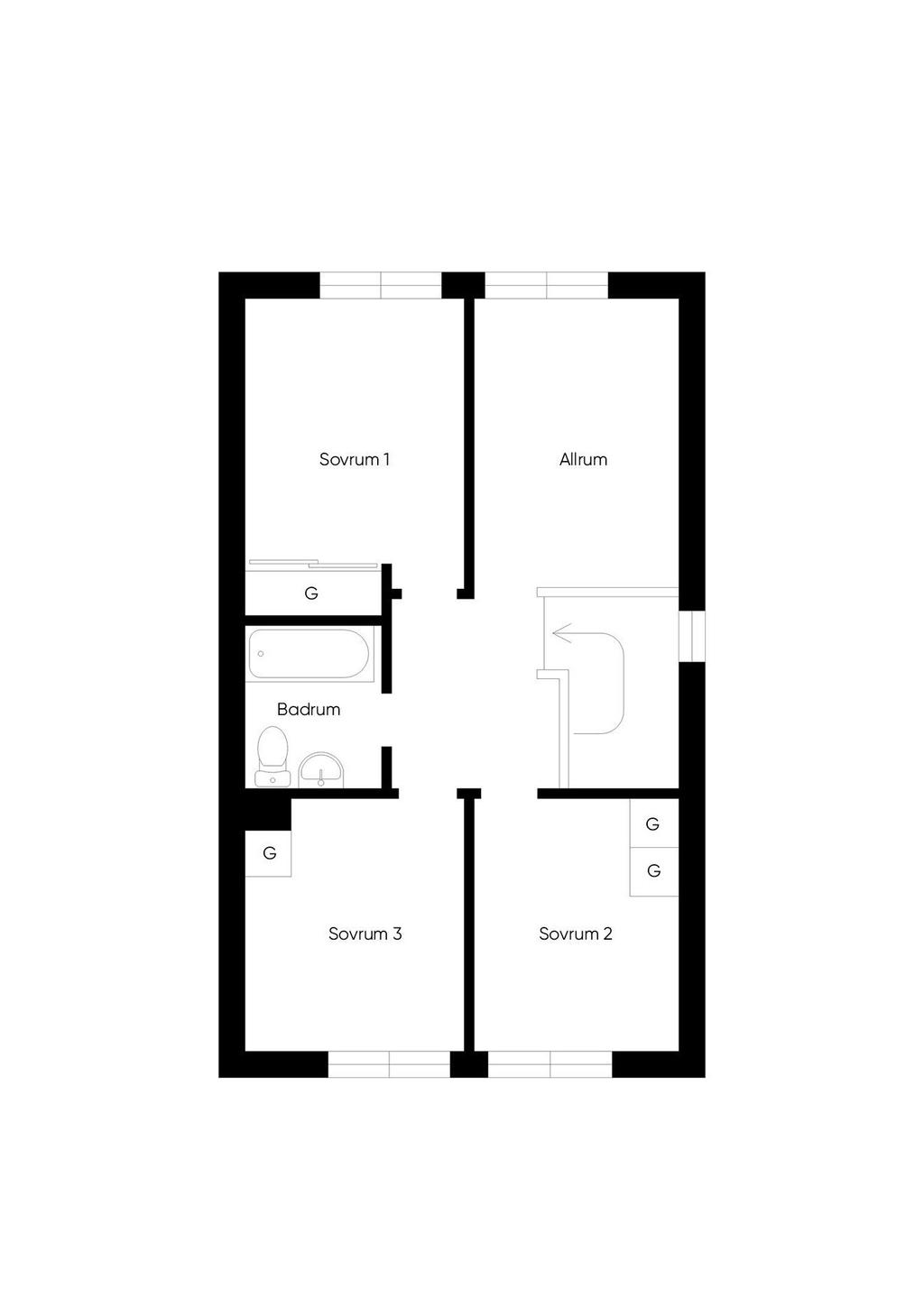 Planlösning övre plan
