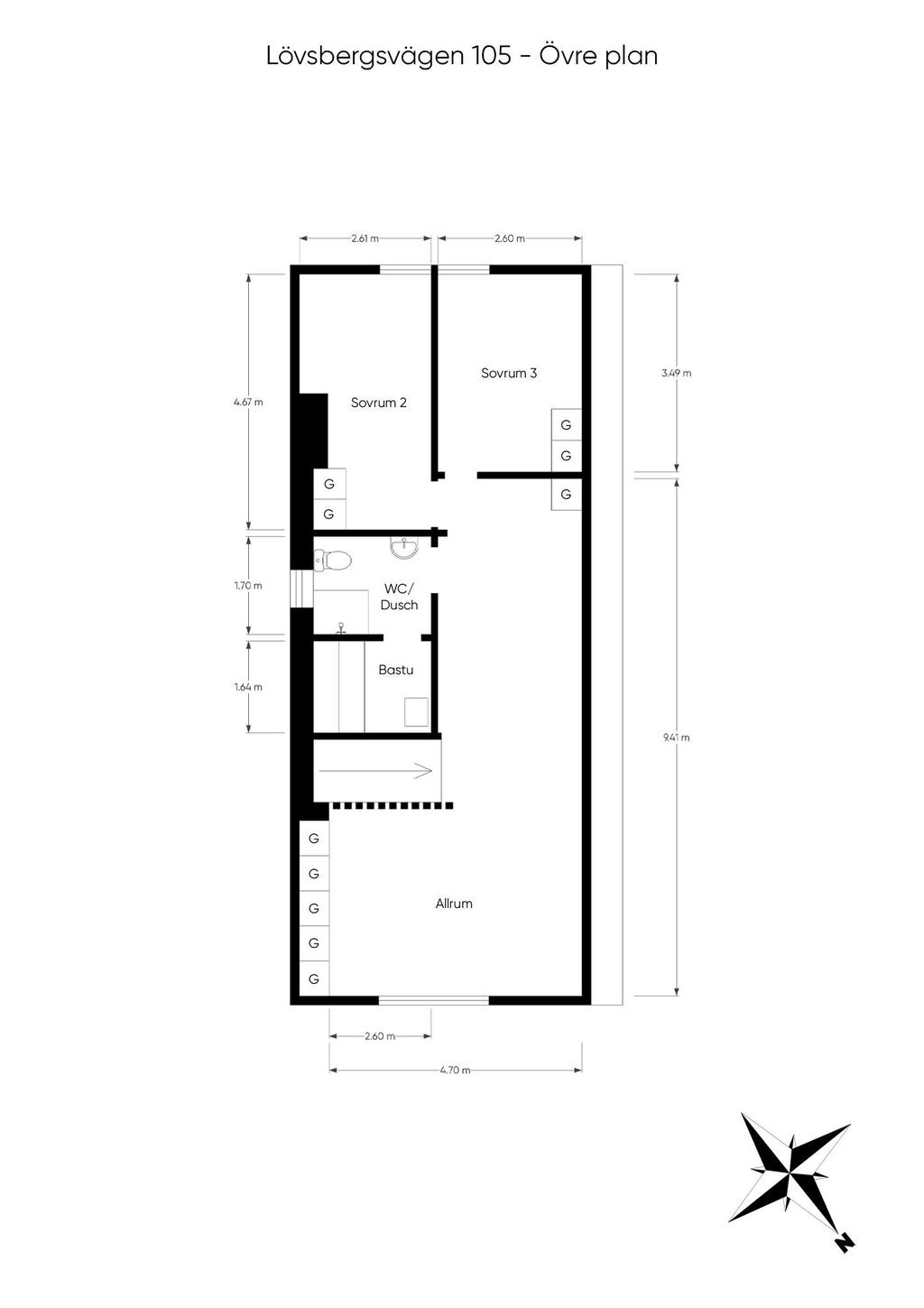 Planritning övervåning