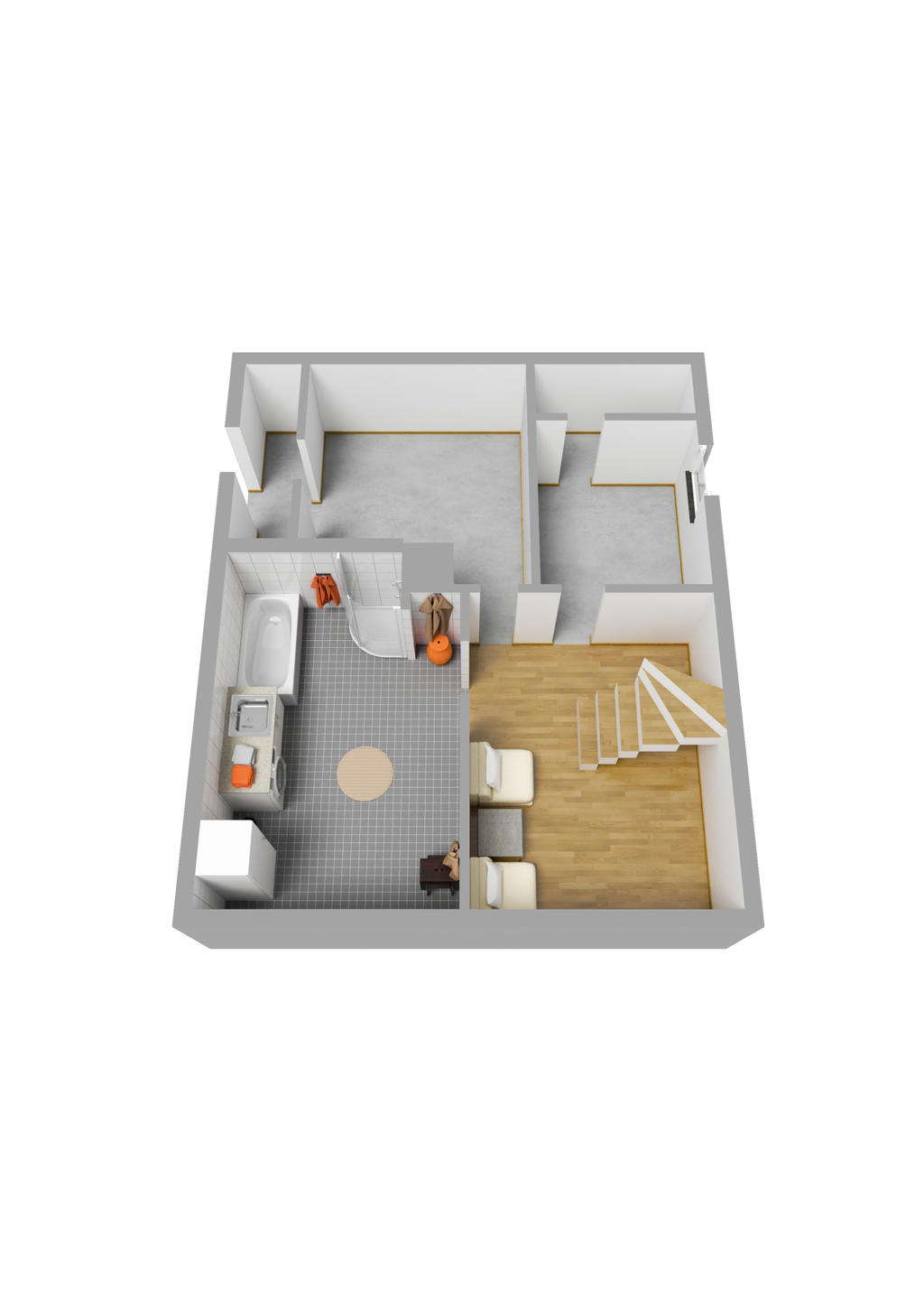 Planlösning källarplan 3D