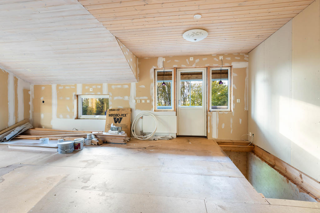 Övervåning, ej färdigställd. 