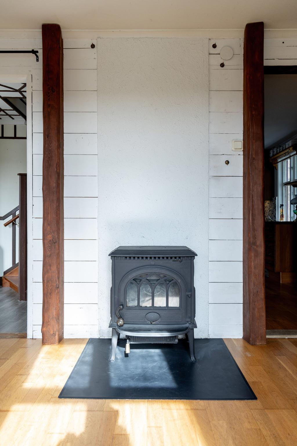 Braskamin i vardagsrum