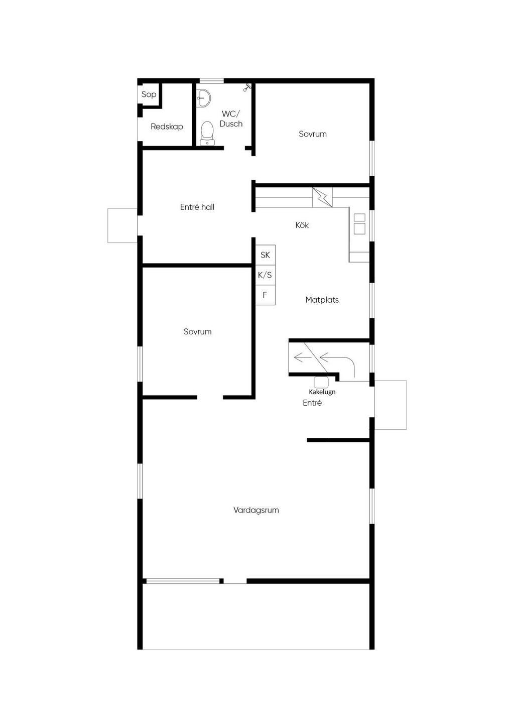 Planlösning entréplan. Viss avvikelse kan förkomma.