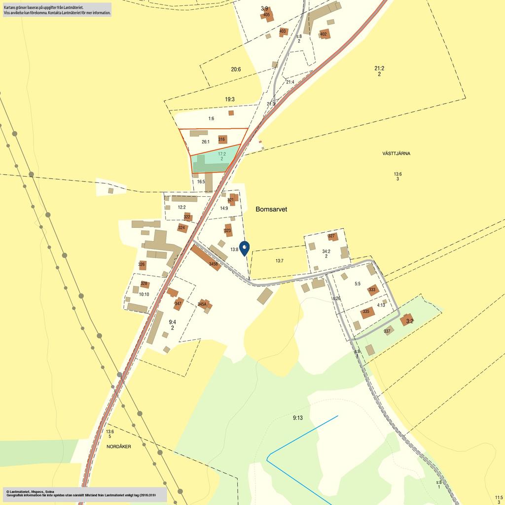 Tomt en är uppdelad på två fastigheter. 17:2 och Bomsarvet 26:1