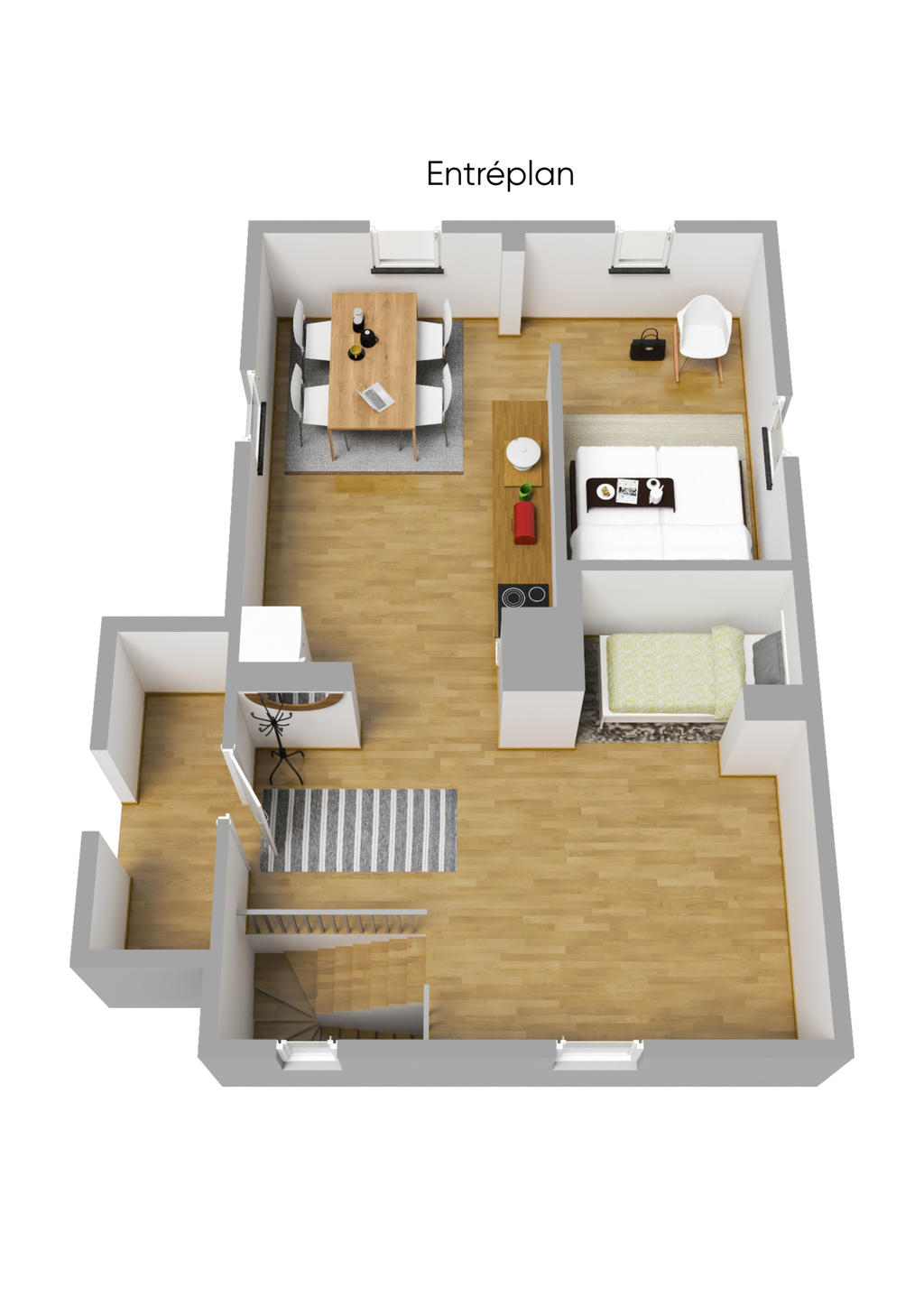 Planlösning entréplan mindre huset