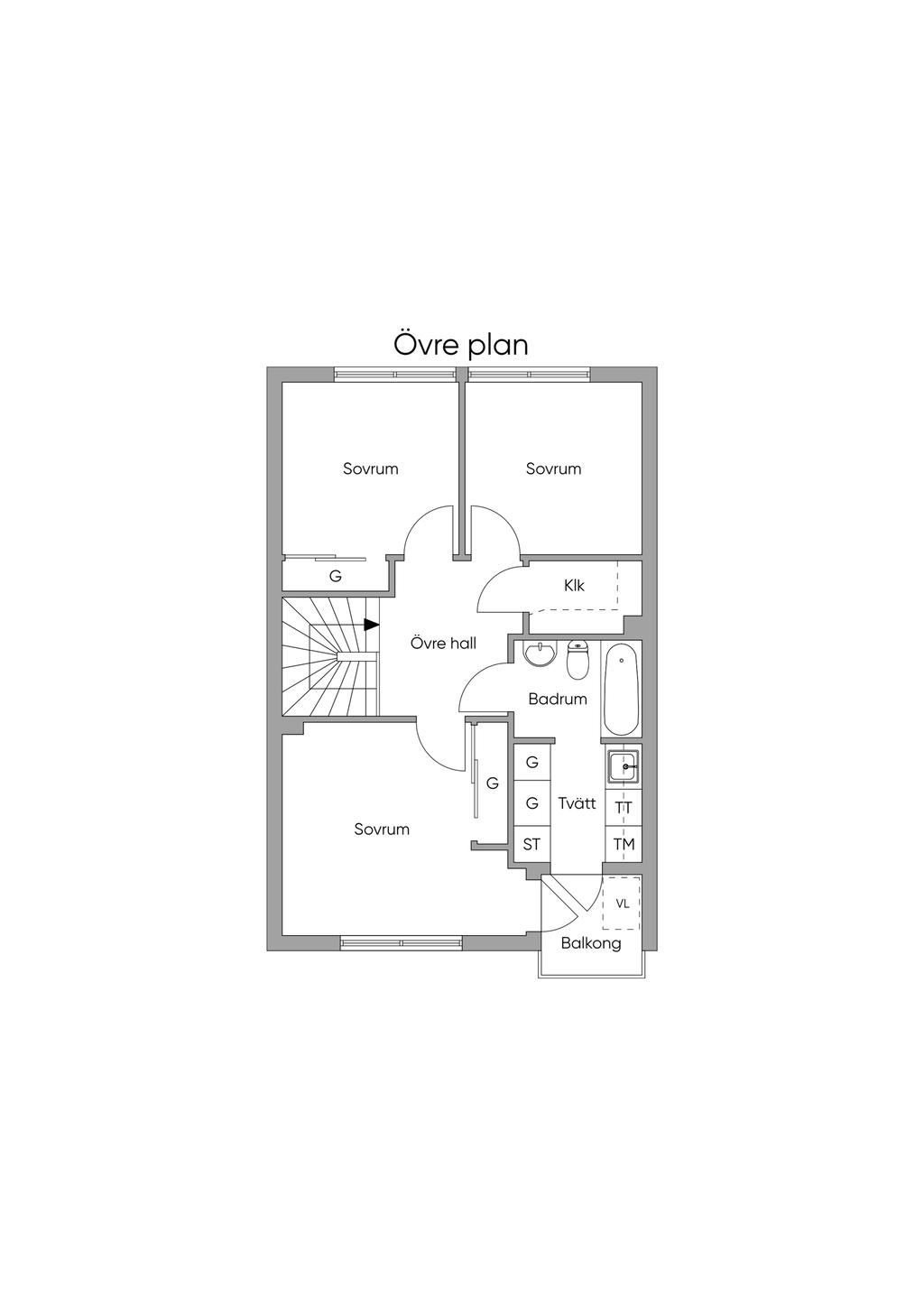 Planlösning övre plan