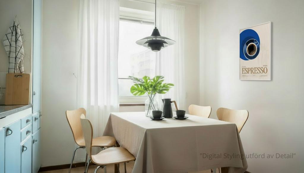 Rummet har inretts genom digital styling.