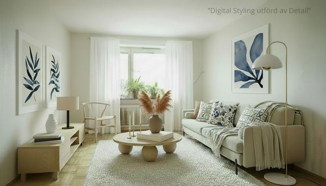 Rummet har inretts genom digital styling.