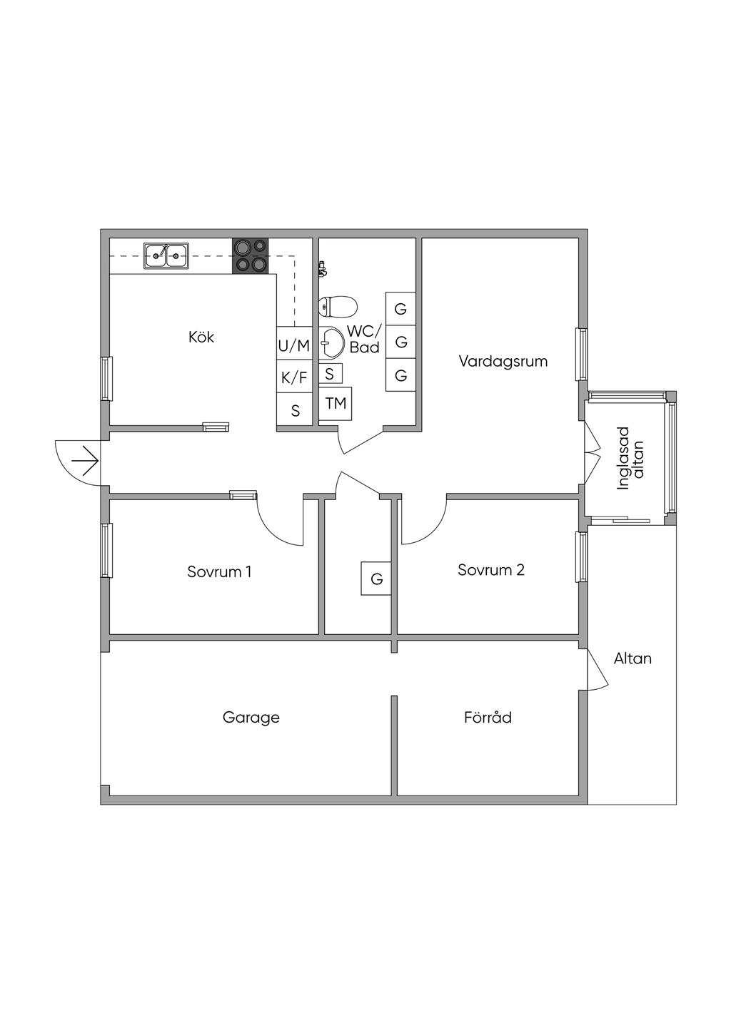 Planlösning. 
Viss avvikelse kan förekomma. 