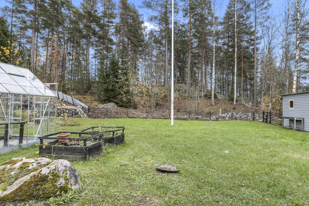 Trädgård invid skogsdunge