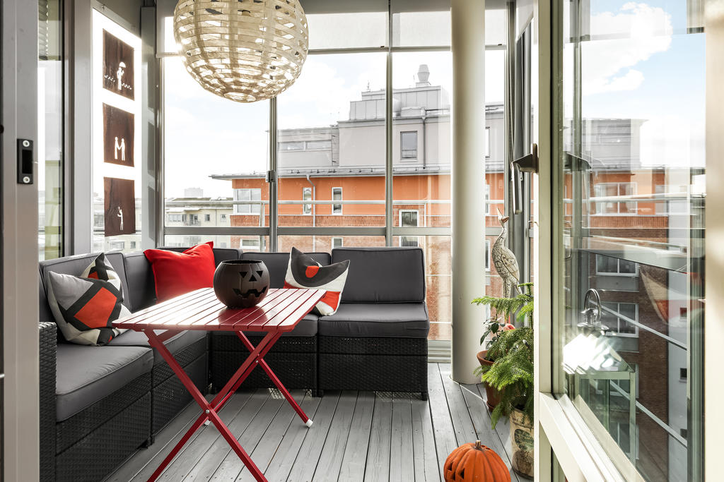 Inglasat uterum i fritt läge med utsikt