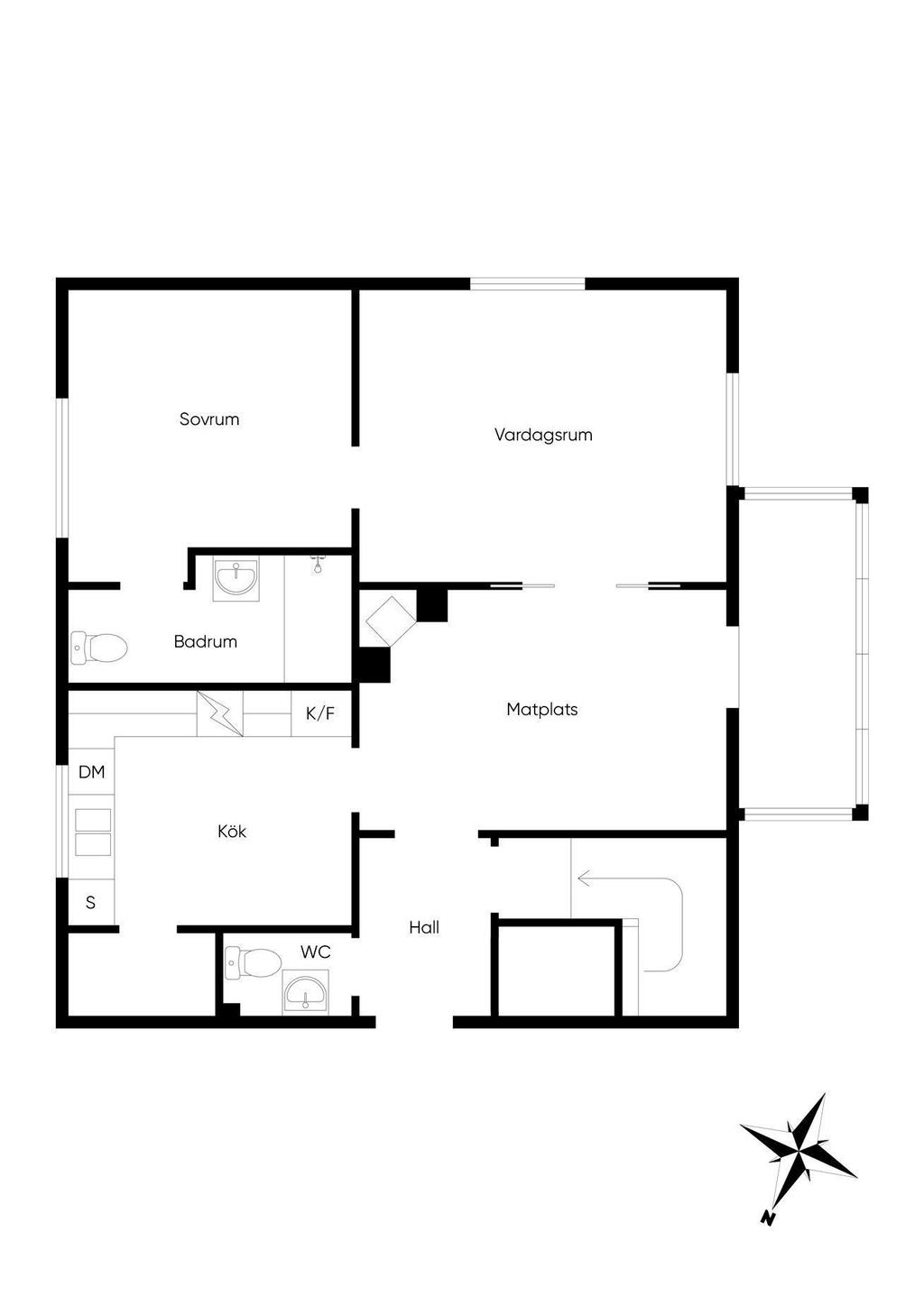 Lägenhet på vån 1