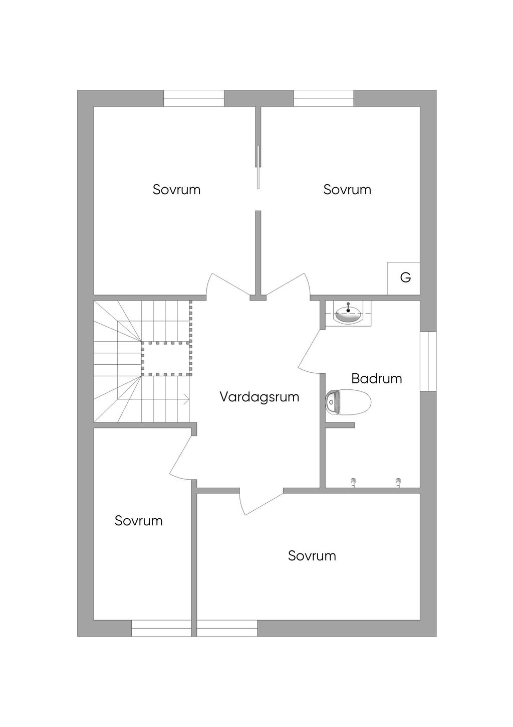 Alternativ planlösning - Övre plan