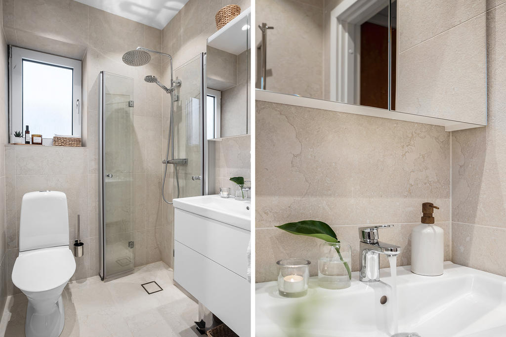 Fräscht badrum med fönster