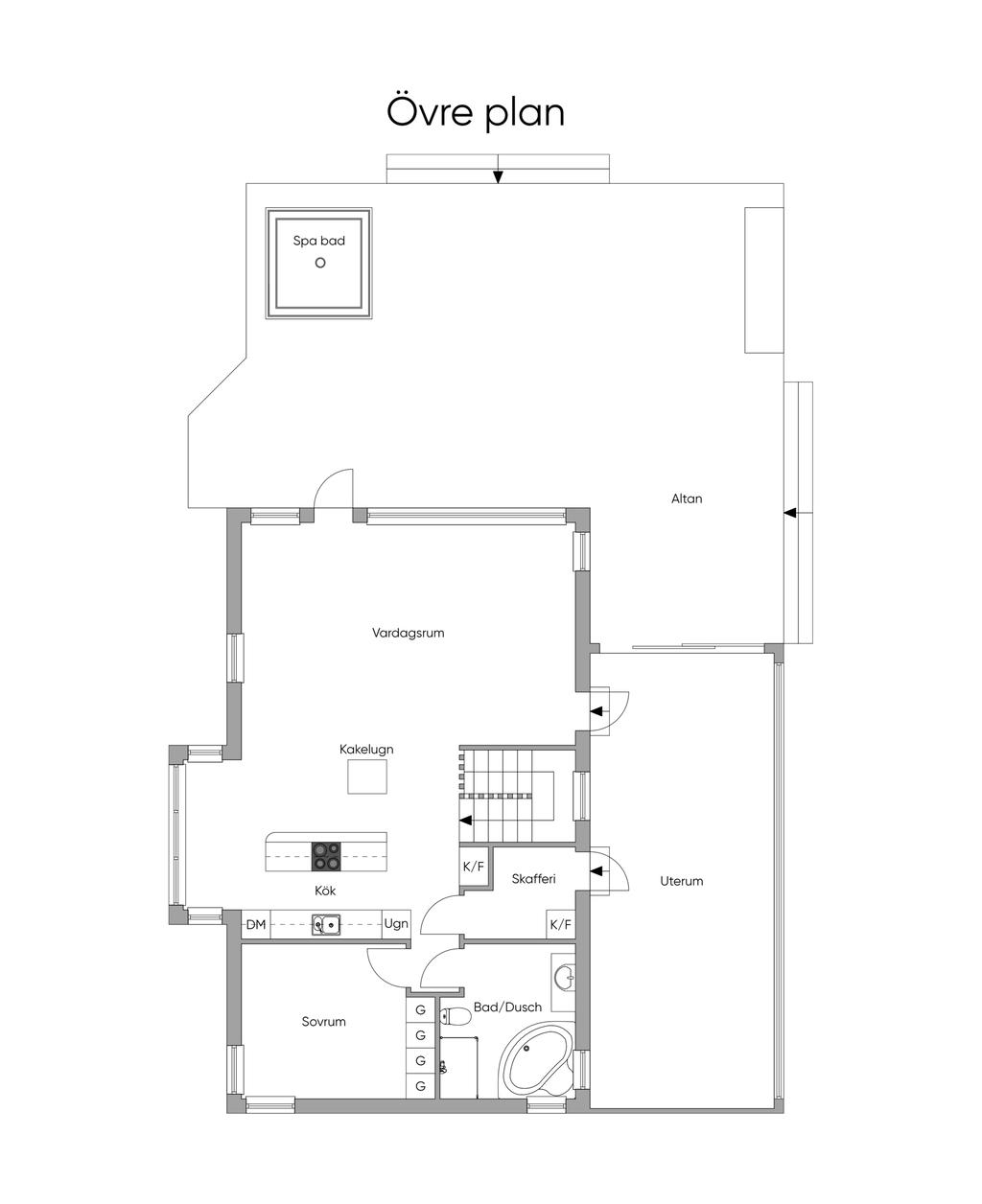 Planritning övre plan 