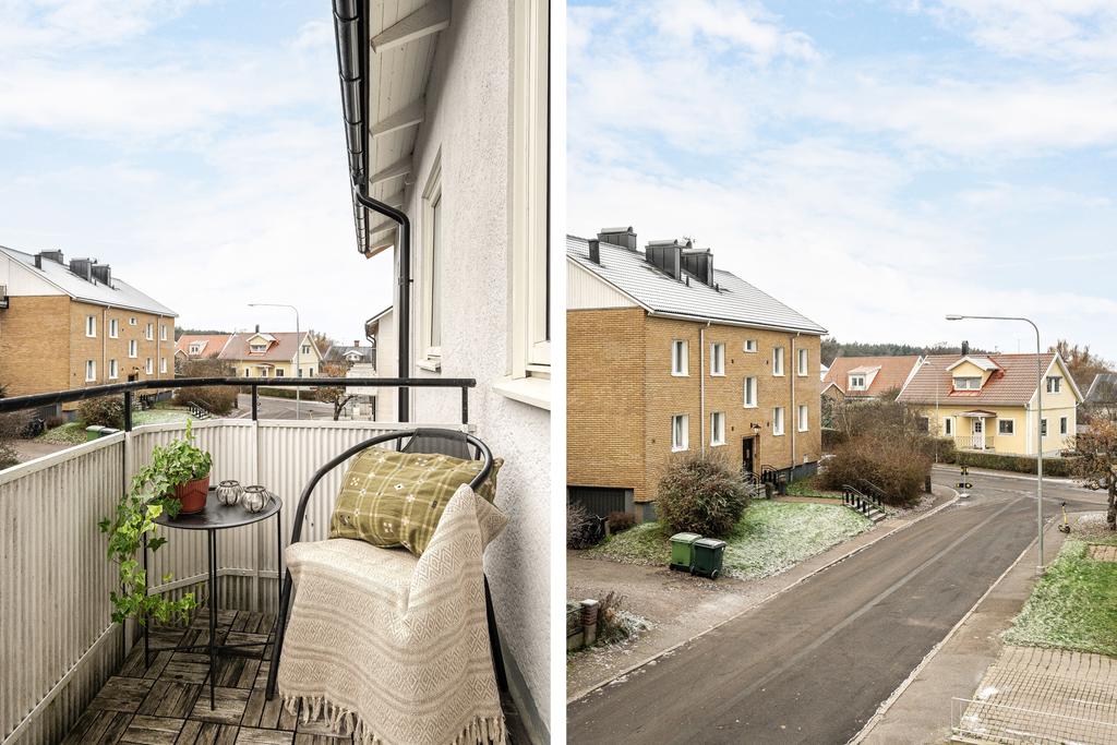 Trevlig balkong med utsikt över grannskapet